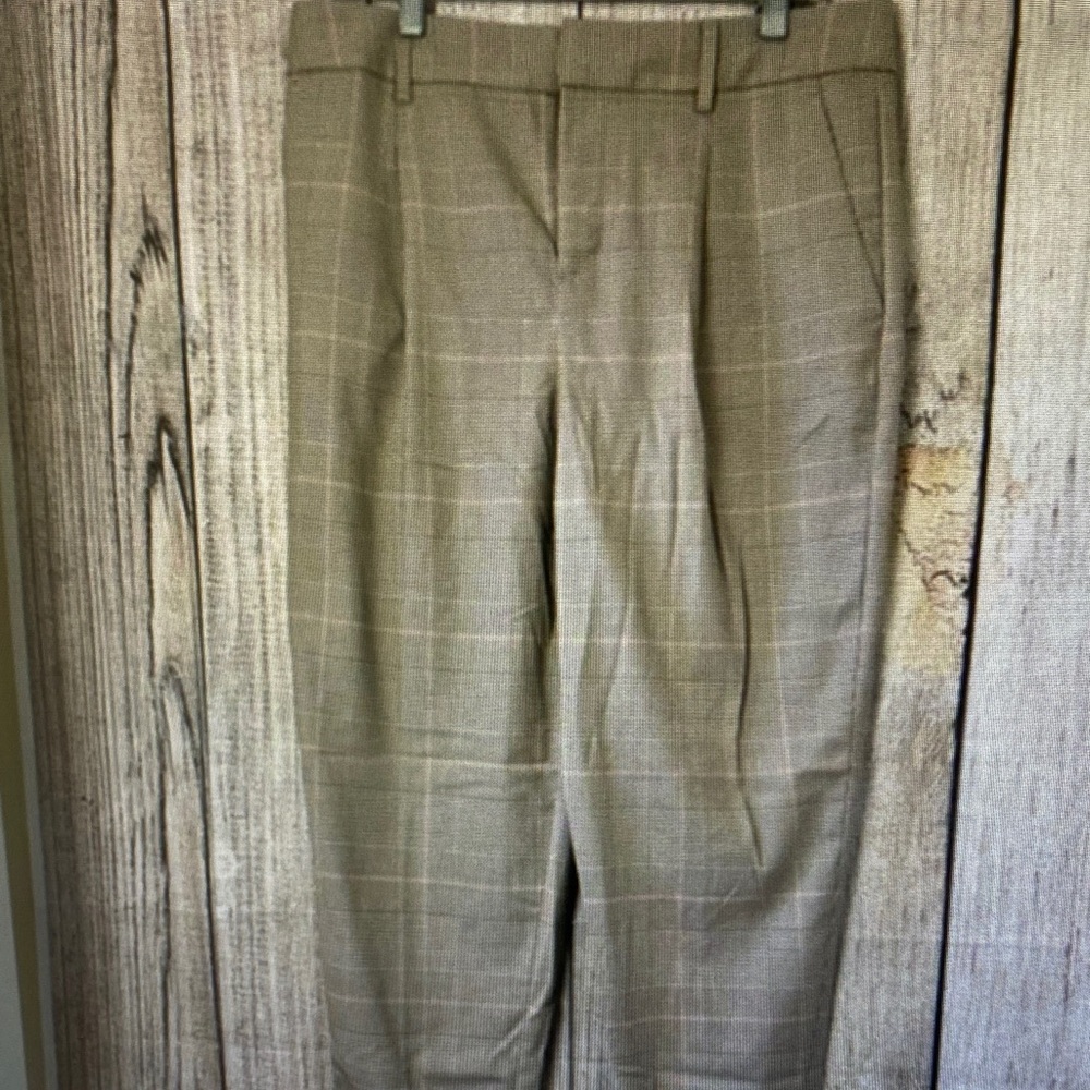 Banana Republic Women's Taupe Plaid Dress Pants